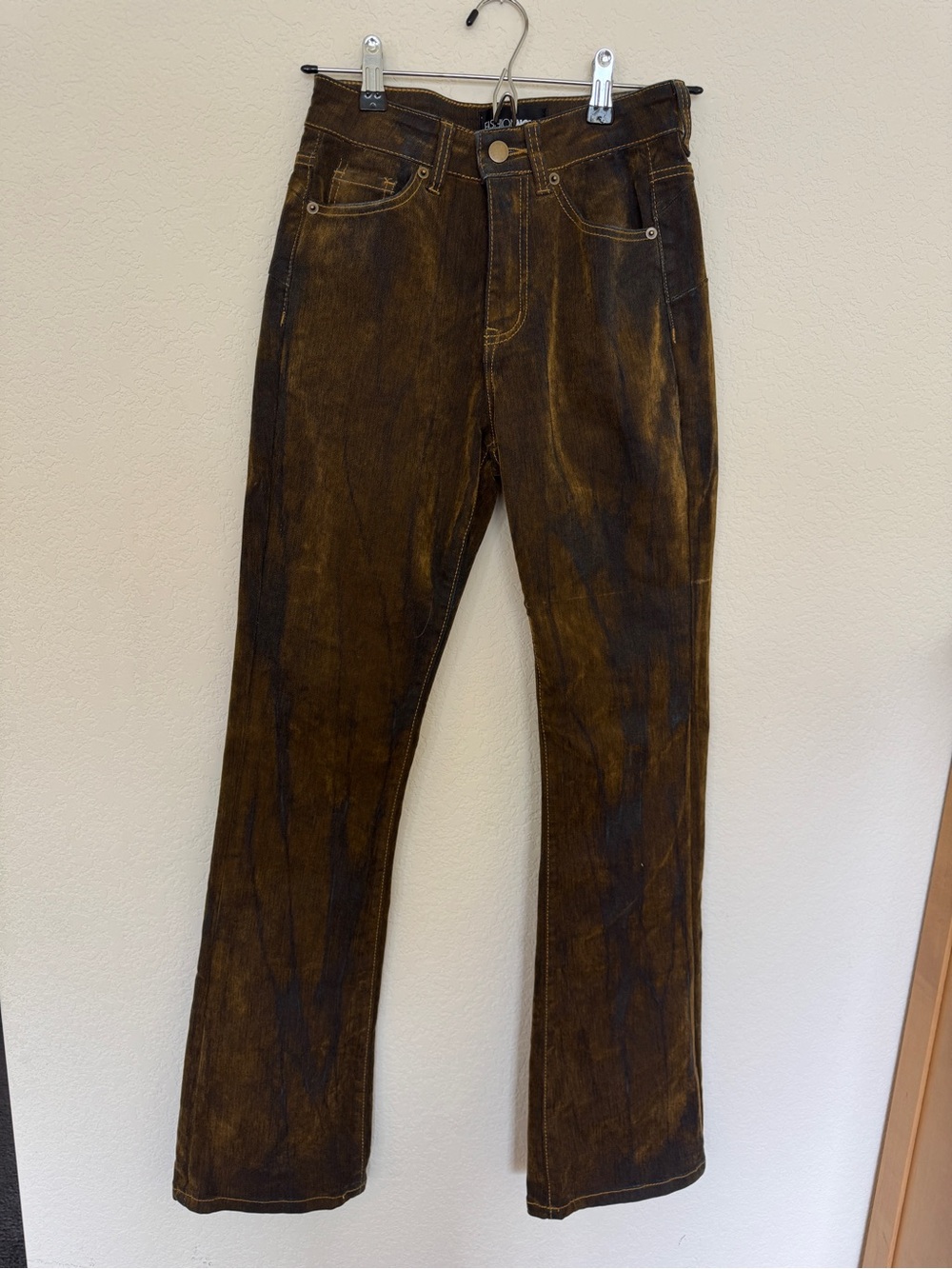 Fashion Nova Brown Grunge Boot Cut Jeans